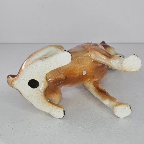 Vintage Ceramic Boxer Dog With Chain Collar Figurine 7 In *Repaired* - Picture 8 of 9